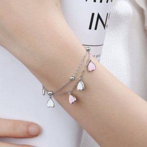 Jewelry - NEW 925 Sterling Silver Glazed Heart Bracelet
